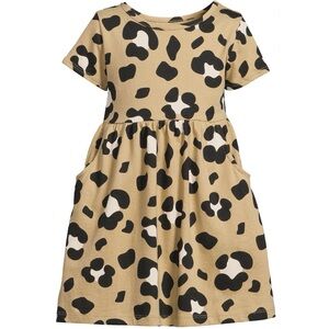 Toddler Girls Brown Cheetah Short Sleeve Dress